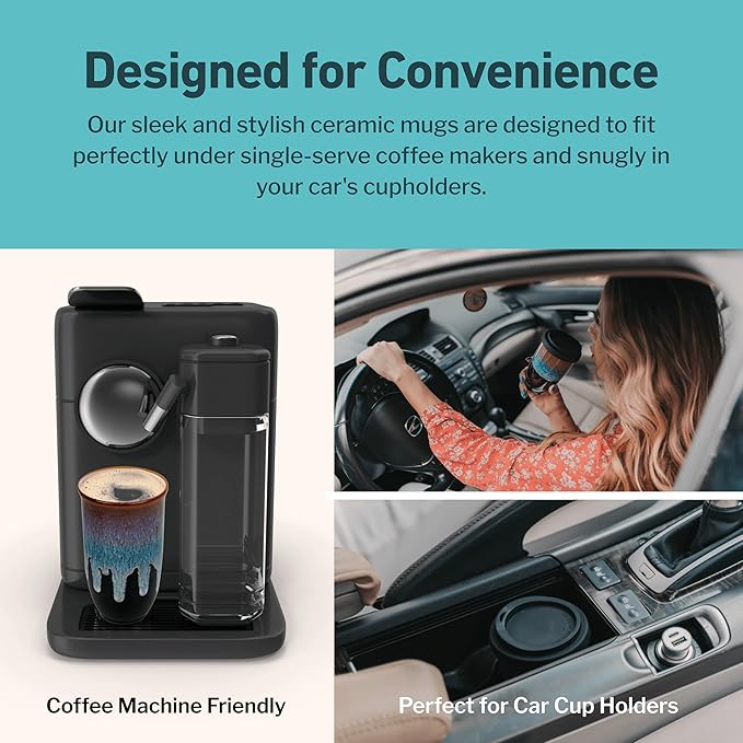 NOVA CERAMICS Coffee Tumbler – Travel Mug - On the Go Coffee Mug – Microwave & Dishwasher Safe Green Coffee Tumbler - Gifts For Women Men Him Her – 16oz – Monsoon