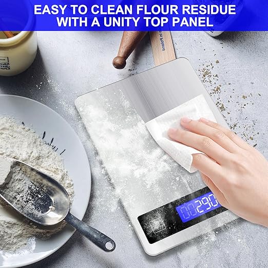 Ionsno 22lb Food Scale, Digital Kitchen Scale Weight Grams and oz for Weight Loss Cooking Baking, 1g/0.1oz Precision, Rechargeable and Waterproof, Stainless Steel and Tempered Glass, Gray Silver