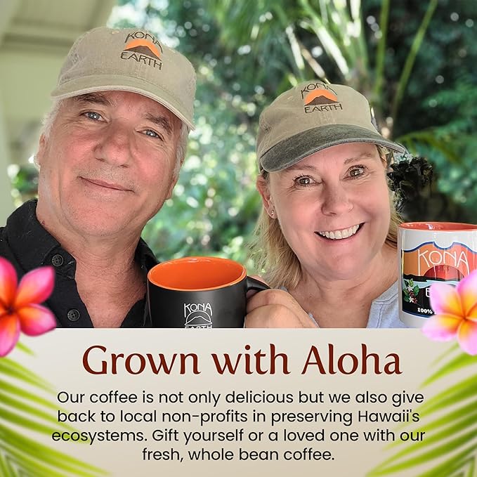 KONA EARTH 100% Kona Coffee, Classic Medium Dark Roast, Whole Bean, 5 lb (80 oz) Farm-Direct Authentic Hawaiian Kona Coffee beans from Hawaii’s Big Island, Micro-Batch-Roasted