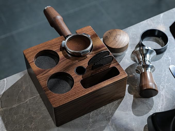 54mm Espresso Accessories Kit – Breville Espresso Machine Accessories Set with Walnut Tamper, Distribution Tool, Tamping Station, Naked Portafilter & Puck Screen – Fits Barista Express, Pro, To
