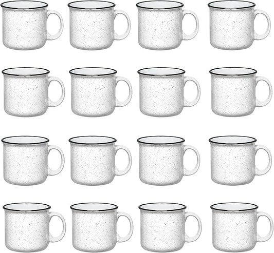 Gifts by Design Set of 16 Ceramic Campfire Mugs – 15 Oz, White – Coffee & Tea Cups for Home, Work, Travel, Camping – Customizable, Great for DIY, Events, Companies