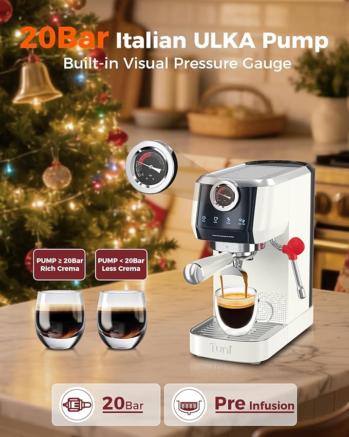 Tuni E2 58mm Espresso Machine - Dual Boiler (Immediate Milk Frothing) | PID NTC Temp Control | 20 Bar ULKA Pump | Stainless Steel Semi-Automatic Coffee Maker | Gift for Coffee Lovers