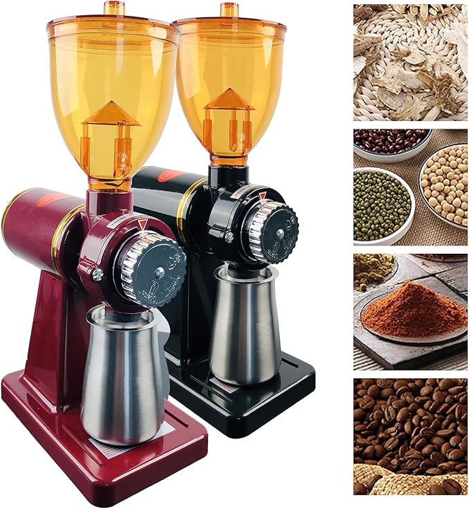 250g Commercial Coffee Grinder Electric Grain Mill Grinder Automatic Burr Coffee Grinder Machine Coffee Bean Grinder Mill Espresso Bean Grinder Machine Household Coffee Bean Grinder (Red)