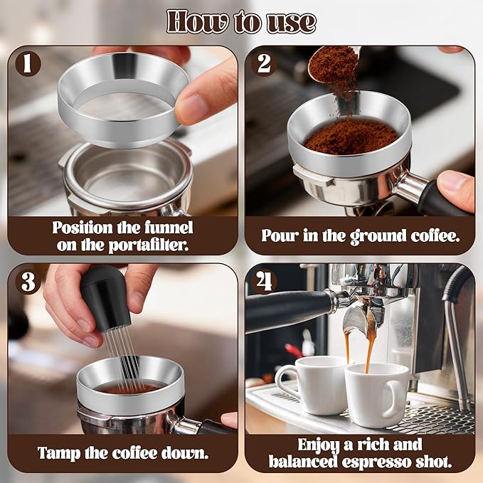 Espresso Accessories Kit - 6Pcs Coffee Tools with Stainless Steel Dual-Head Tamper and Distributor, Essential Espresso Tools for Multiple Machines, Home Baristas and Coffee Lovers (58mm)