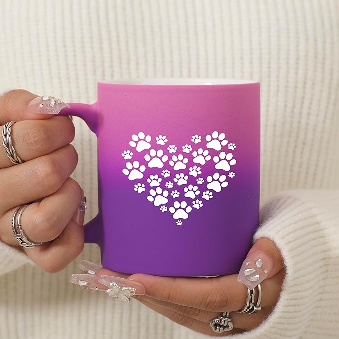 G MUGS Dog Paw Ceramic Coffee Mug, Pet Paw Print Heart Design Mug, Tea Mug, Cute Animal Lover Gift for Women Men,13oz Before Sunset Mug
