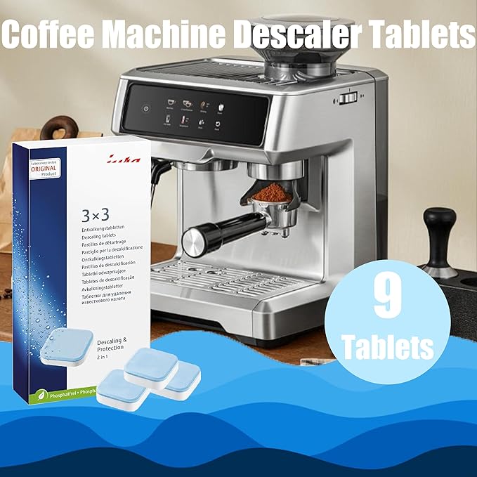 Coffee Machine Descaling Tablets, Dissolve Rapidly, Effectively Remove Grime, Deliver Lasting Cleanliness, Extend Coffee Machine Lifespan, (9 Tables)