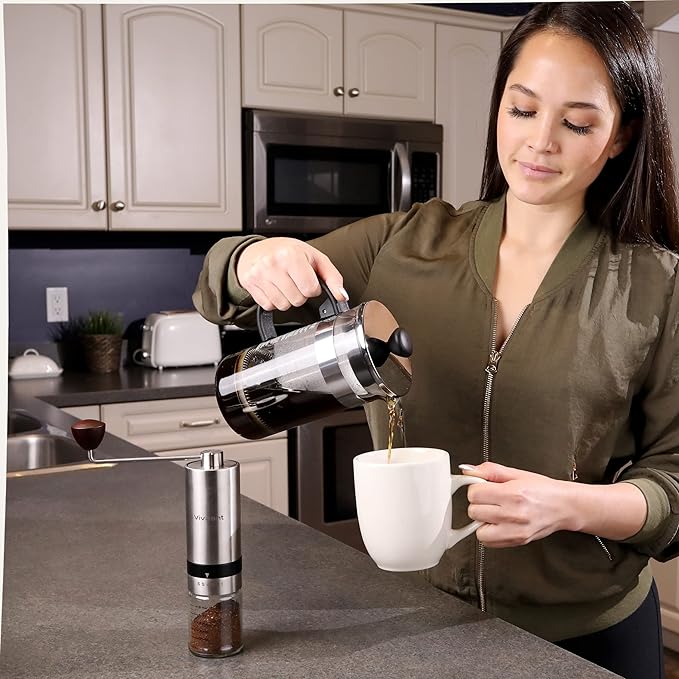 Coffee Grinder Manual Capacity 32g - Stainless Steel Conical Burr Coffee Grinder Hand, Manual Coffee Grinder Espresso with Adjustable Settings, Portable Coffee Bean Grinder for French Press