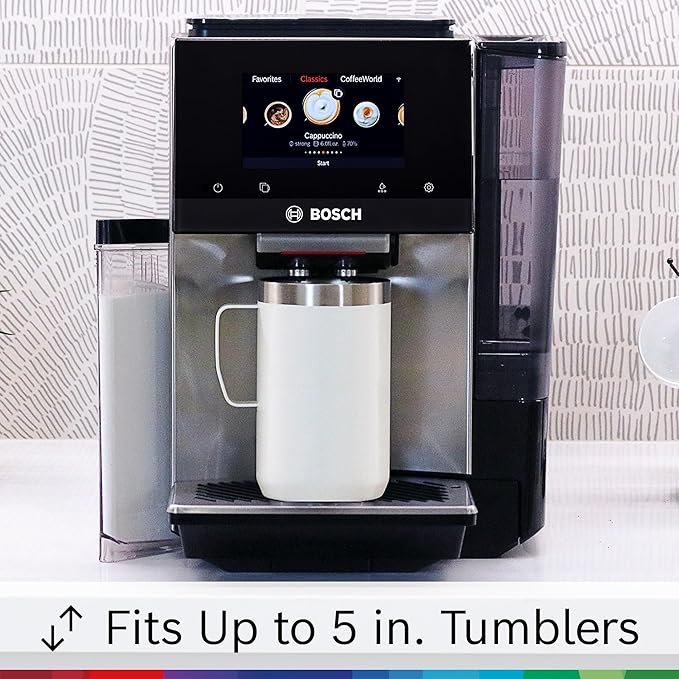 Bosch 800 Series Fully Automatic Espresso and Coffee Machine – 36 Drinks with Coffee World, Cold Brew, Double Cup, Integrated Milk Container, Smart Features, in Silver TQU60307