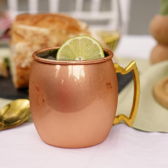 Twine Moscow Mule Mug for Mint Juleps, Tiki Cocktails, Solid Copper with Nickel Plating and Brass Handle, Copper Cups for Moscow Mules, 16 Oz, Set of 1