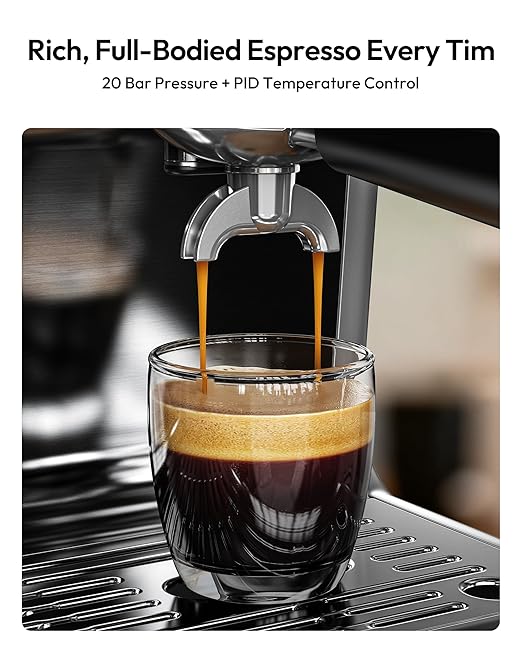 EUHOMY Espresso Machine with Grinder, 20 Bar Professional Espresso Coffee Maker for Home, with Milk Frother for Latte, Cappuccino & Barista-Style Drinks