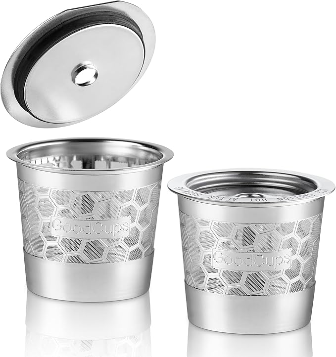 2-Pack 304 Stainless Steel Reusable K-Cup Pods Coffee Filters for Keurig K-Express, K-Elite, K-Duo, K-Mini, Mini Plus, Mini Mate, K-Classic, K-Select, K-Cafe & K-Iced Brewers