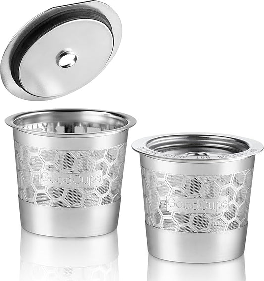 2-Pack 304 Stainless Steel Reusable K-Cup Pods Coffee Filters for Keurig K-Express, K-Elite, K-Duo, K-Mini, Mini Plus, Mini Mate, K-Classic, K-Select, K-Cafe & K-Iced Brewers