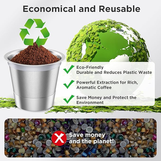 Reusable K Cups,Stainless Steel K Cups for Keurig,Keurig Reusable Coffee Pods for Keurig 1.0 & 2.0 Coffee Makers BPA-Free Refillable Coffee Filters (4)