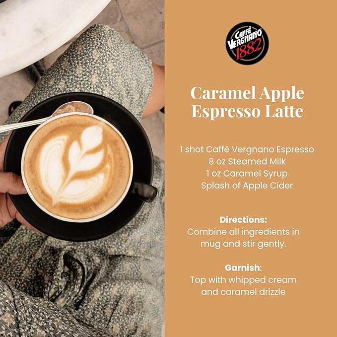 Caffe Vergnano 1882 Gran Aroma Whole Bean Arabica Medium Espresso Roast Coffee, 1.1lbs Bag - Italian Coffee Beans with Rich notes of Cocoa, Spices & Dried Fruit, Intensity 8/10-500g Bag