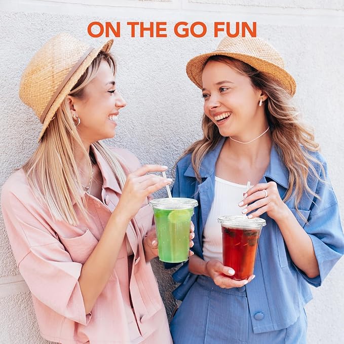 [800 Sets - 16oz] Plastic Cups with Lids and Straws, Disposable Clear Crystal Plastic Coffee Cups with Lids, BPA Free To Go Cold Cup for Cold Drinks Milkshake (Available in Large-volume Packaging)