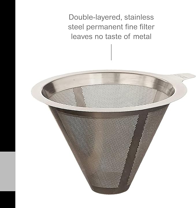 AdHoc Mr. Brew Pour-Over Coffee Maker - Double-Walled Stainless Steel Filter for Full Coffee Flavor - Coffee Accessory for Pour-Over Coffee - Magnetic Holder for Paper Coffee Filters