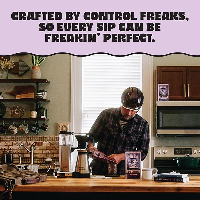 Control Freak Coffee Balanced – 50% Caffeine Whole Bean Coffee (32 Oz) | Half Caff Coffee Blend for Smooth Focus, Full Flavor for Half the Buzz | Sugarcane Decaf, Freshly Roasted Coffee Beans