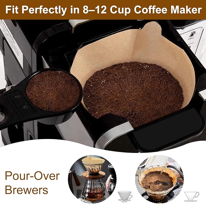 220 Count #4 Cone Coffee Filters, Tear-Resistant Seams, Unbleached for 8–12 Cup Coffee Makers