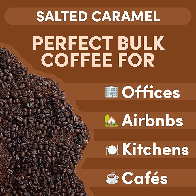 Sarasota Coffee Whole Bean Salted Caramel | Medium Roast Gourmet Flavored Coffee Beans | Low Acid, Mold Free, Specialty Grade Bulk Beans | 5lb (80 oz)