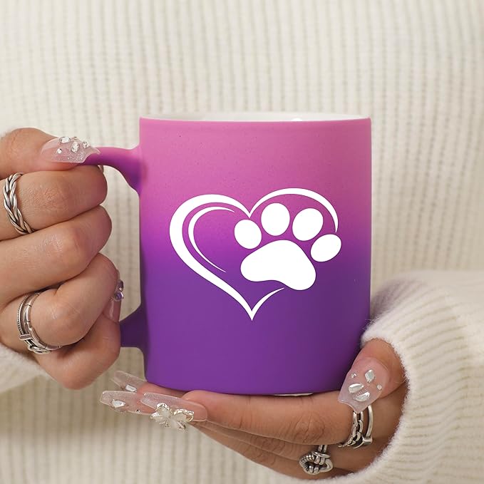 G MUGS Dog Paw Print Coffee Mug - Gift for Pet Owners Women Men, 13oz Ceramic Tea Mug with Heart & Dog Paw Design, Cute Mug for Dog Lovers Before Sunset Mug