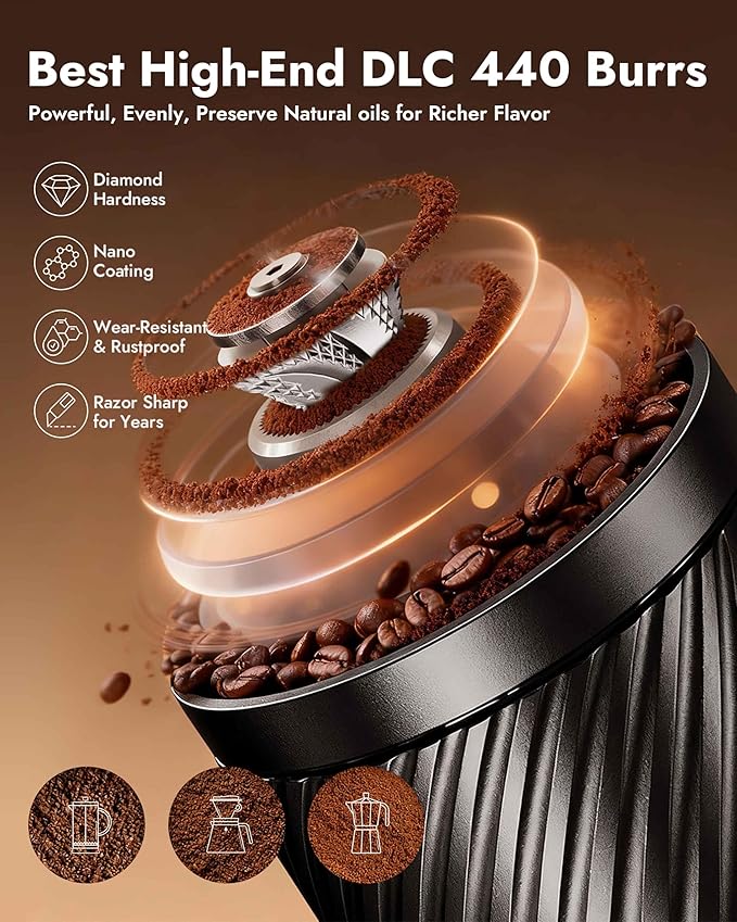 AeroGrind Manual Hand Coffee Grinder with DLC 440 Burrs, 38g Capacity Portable Coffee Bean Mill for Moka pot, French Press, Espresso, Pour Over