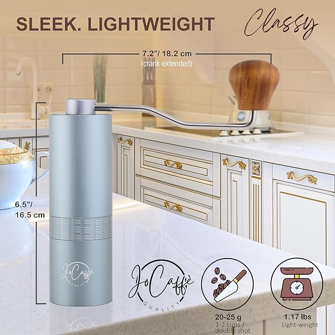 Manual Coffee Grinder for Home Use, Stainless Steel Conical Burr, Espresso Bean Coffee-Grinder, Best Small Portable Mill, Adjustable Grind Settings, Mini Hand Crank, Moledor de Cafe de Grano