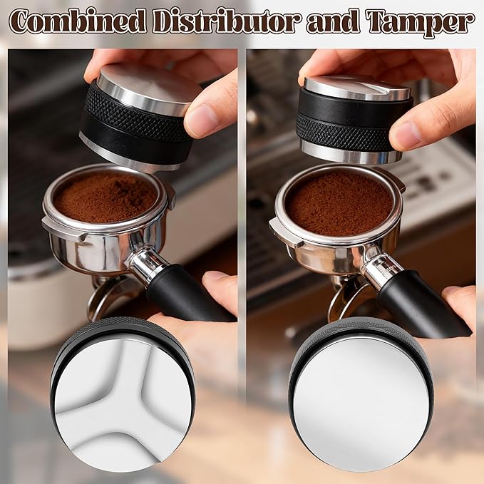 Espresso Accessories Kit - 6Pcs Coffee Tools with Stainless Steel Dual-Head Tamper and Distributor, Essential Espresso Tools for Multiple Machines, Home Baristas and Coffee Lovers (51mm)