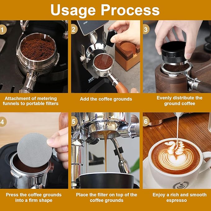 58mm Espresso Accessories Kit, Espresso Distributor, Dosing Funnel and Puck Screen Set, WDT Tool Espresso, Coffee Tamper Espresso Machine Accessories for 58 mm Portafilter Barista Tools