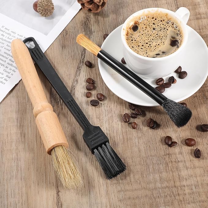 Coffee Grinder Cleaning Brush Set, 3 Pcs Coffee Machine Brush Cleaner Tool, Dusting Coffee Machine Brush for Bean Grain, Barista Home Kitchen, 3 Style