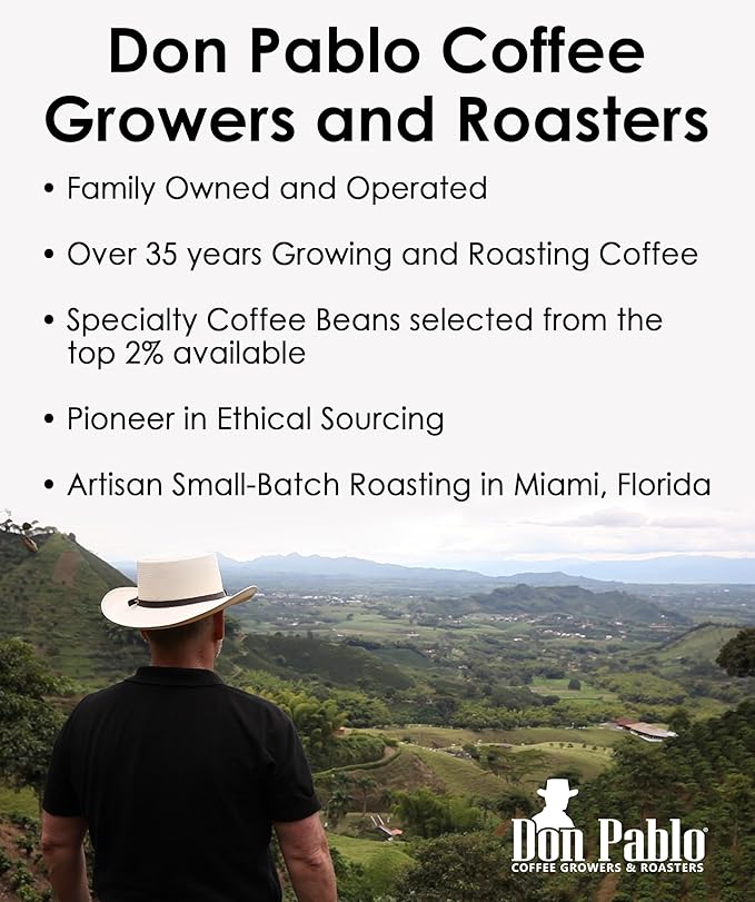 Don Pablo Gourmet Coffee - Signature Blend - Medium Dark Roast - Whole Bean Coffee - 100% Arabica Beans - Low Acidity and Non-GMO (2 Pound, Original)