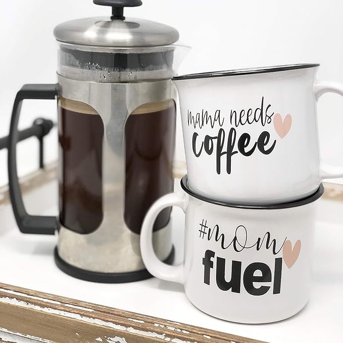 CAM N HONEY Mom Fuel Coffee Mug Set | Mama Coffee Campfire Mugs | Perfect Gifts For Best Mom Ever