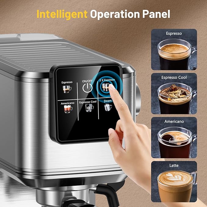 KEENSTAR Espresso Coffee Machine with Milk Tank, 20Bar Hot & Iced Coffee Machine with Rapid Cold Brew, Touch Screen Espresso Maker with Steam Wand for Coffee Lover
