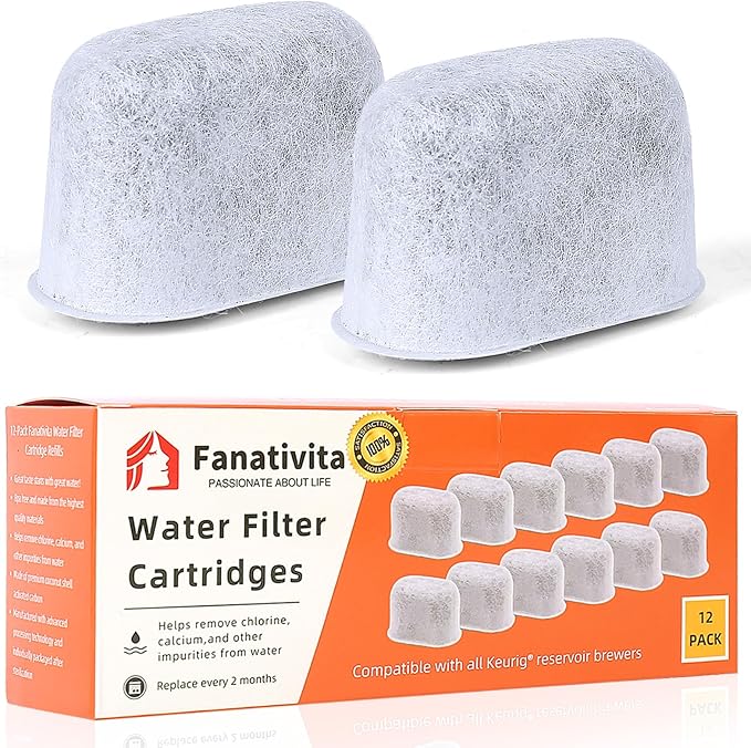 12 Pack Keurig Filter Replacement by Fanativita, Water Filter Cartridges, Fit All Keurig Coffee Makers (2-Year Supply)