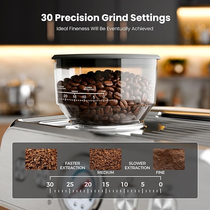 Kismile Dual Boiler Espresso Machine with Grinder, 20 Bar Espresso Machines with Milk Frother, Commercial Stainless Steel Expresso Coffee Machines for Cappuccino and Latte
