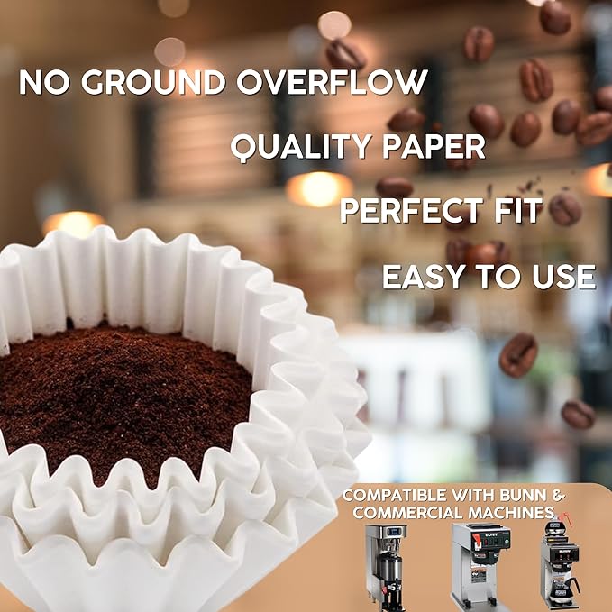 Large Coffee Filters, 12 Cup Premium Disposable Coffee Filters, 9 3/4” x 4 1/4” Inch Size, Tall-Sided Design, Compatible with Bunn Commercial & Large Brewers, No Ground Overflow, 500 Count Pack.