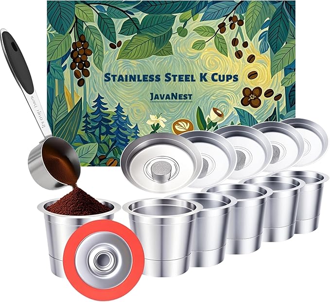 6 Pack Reusable K Cups for Keurig 2.0 & 1.0, Stainless Steel Reusable Coffee Pods for Keurig, Reusable Pods, Refillable Coffee Filter with Scoop & 6 Extra Seals (6 * new for Keurig 2.0 & 1.0)