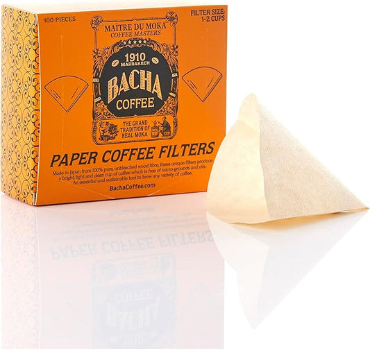 Bacha Coffee | Paper Coffee Filters, Small, 100 pcs, 1-2 Cups
