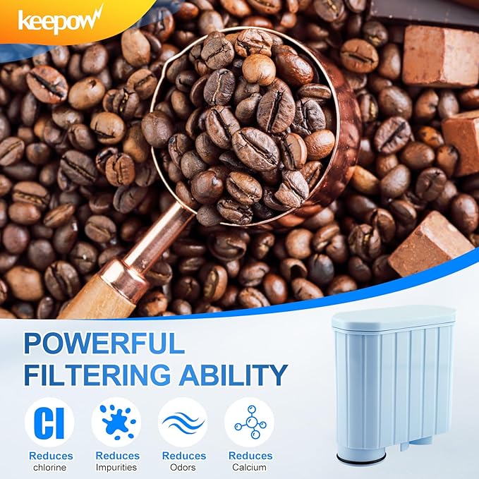 KEEPOW CA6903 Coffee Filter Compatible with Philips AquaClean, Aqua Clean Dedicated Anti-Lime Calc and Water Filter for Super-Automatic Espresso Machine, 3 Pack