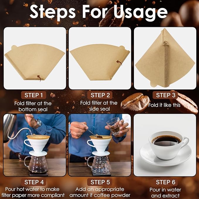 600 Count Coffee Filters #2 Unbleached Coffee Filters 2 Cone Paper Fits for Drip and Compatible with Pour Over Coffee Maker (2-6 Cup)