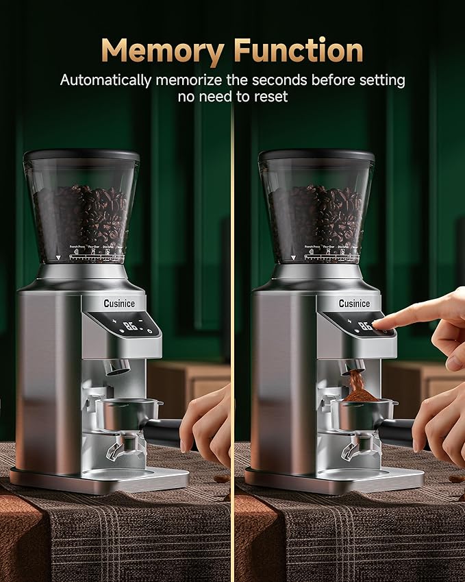 Conical Burr Coffee Grinder with 40mm Stainless Steel Burr, 34 Grind Settings & Anti-Static, Electric Espresso Grinder for Home Use