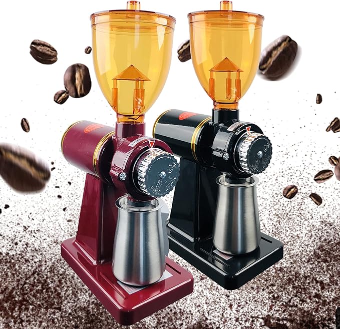 Commercial Coffee Grinder for Home Office, Electric Automatic Burr Mill Coffee Grinder Espresso with 8 Precise Grind Settings,250G Capacity Coffee Bean Grinding Tool with Grinding+Hopper