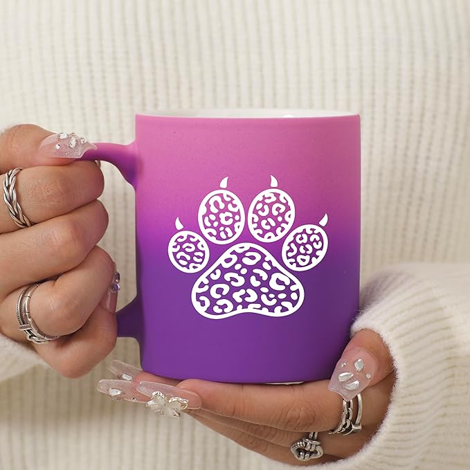 G MUGS Dog Paw Ceramic Coffee Mug, Leopard Print Pet Paw Design Mug, Tea Mug, Unique Animal Lover Gift for Women Men,13oz Before Sunset Mug