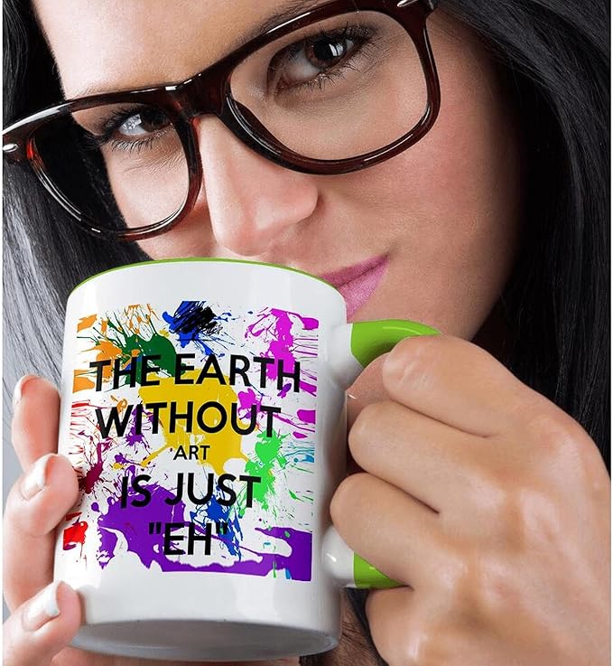 Custom Large Two-Tone Green Coffee Mug 15oz - Personalized Design Both Sides - Extra Big White & Green Ceramic Mug - Oversized Nature Gift
