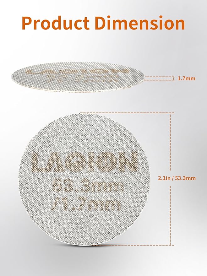 53.3mm Espresso Puck Screen, Reusable Espresso Filter Screen, 1.7 mm Thick, Espresso Distribution Tool Fits for Breville 54mm Coffee Filters, Stainless Steel Espresso Machine Accessories