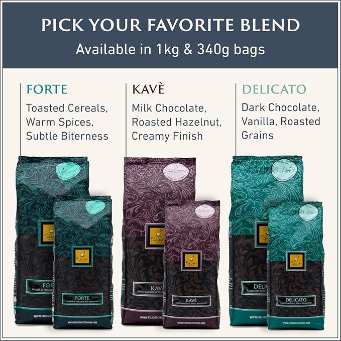 Filicori Zecchini Italian Espresso Beans – Whole Bean Coffee, Bold Dark Roast Arabica & Robusta Blend – Slow Roasted – Forte 2.2lb Bag