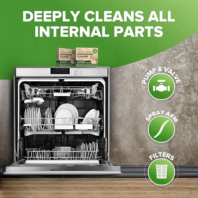 Renuv Coffee Maker Cleaner + Dishwasher Cleaner Bundle - Heavy Duty Kitchen Appliance Deep Cleaning and Descaling, (12 Tablets of each)