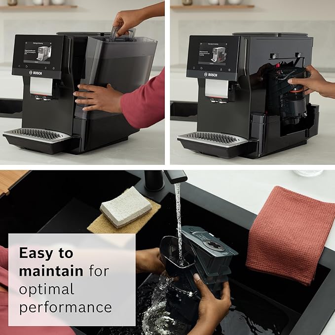 Bosch 800 Series Fully Automatic Espresso and Coffee Machine – 35 Drinks, Cold Brew, Double Cup, Milk Hose, Ceramic Grinder, Smart Features, in Black TPU60309