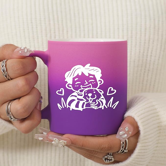 G MUGS Dog Lover Ceramic Coffee Mug - 13oz Ceramic Tea Mug with Kid & Puppy Hug Design, Gift for Men Boys Dog Enthusiasts Before Sunset Mug