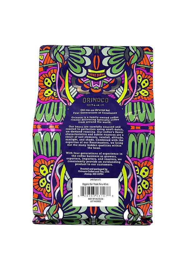 Orinoco Organic Peru 2.5lb bag, Medium Roast, Whole Bean Coffee, 100% Organic Arabica beans