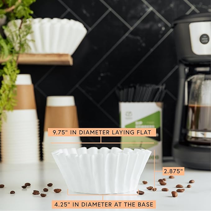 Tupkee 12-Cup Large Coffee Filters - 9.75” x 4.25” - 1500 Count - Tall Walled to Prevent Ground Overflow - Compatible with Bunn 12 Cup Commercial Coffee Maker & Large Home Machines - Made in the USA